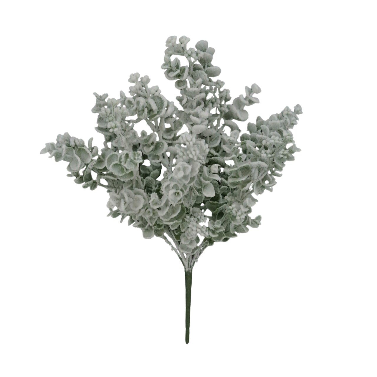18" Artificial Snowy Eucalyptus Bush – Frosted Winter Greenery Pick for Holiday Arrangements-85284